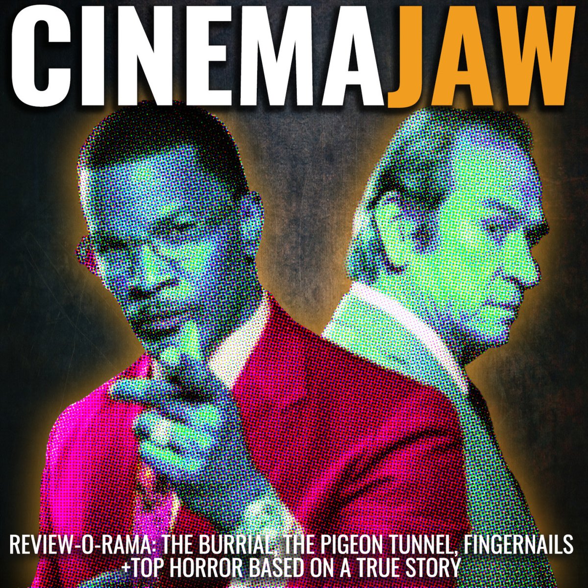 🤩New episode! REVIEW-O-RAMA! #TheBurrial #ThePigeonTunnel and #Fingernails reviewed + Top Horror Based on a True Story.... bone chilling! LISTEN:  cinemajaw.com/wordpress/revi…