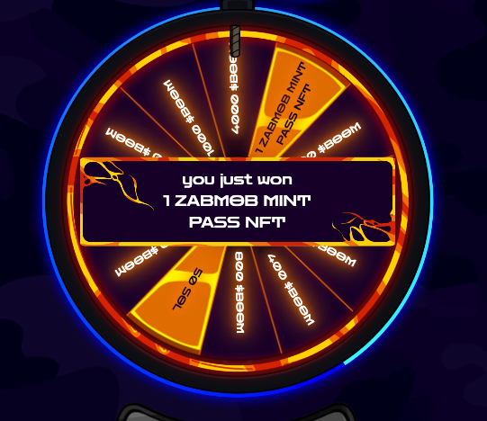 COB_Ghost's tweet photo. OK Zabmob pass in the wallet !! Thanks @bombaznft @MNFSTLabs #WickedWheel π£ https://t.co/g1nH4MfTO7