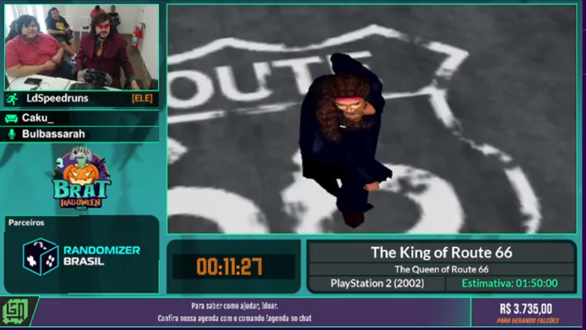 MrSancini's tweet photo. Tá rolando a @bratspeedruns , e no momento, @LdSpeedruns e seu terno correm "The King of Route 66" #brathype #segaretro #speedrun https://t.co/oUB7wdbYc0