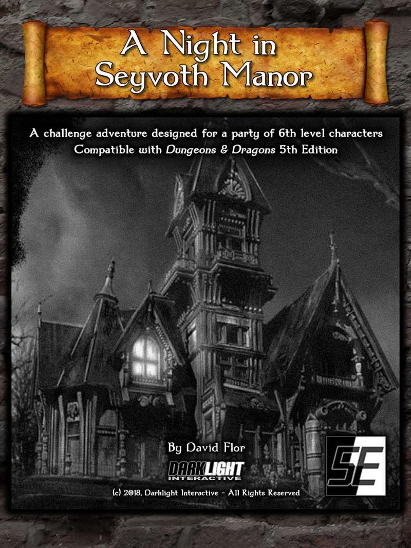 Until November 1st, I'm still offering the complete ENnie-nominated #DnD 5E version of "A Night in Seyvoth Manor" at a discounted price!

Use this link to purchase: drivethrurpg.com/browse.php?dis…