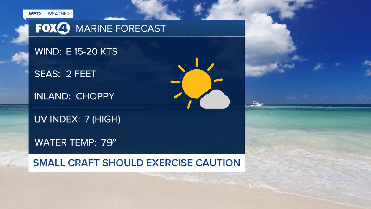 TUESDAY BOATING FORECAST - Gusty easterly winds will create choppy conditions on the water starting tomorrow. Gusts to 25 knots will continue through the week, creating potentially unfavorable beach and boating conditions. #flwx