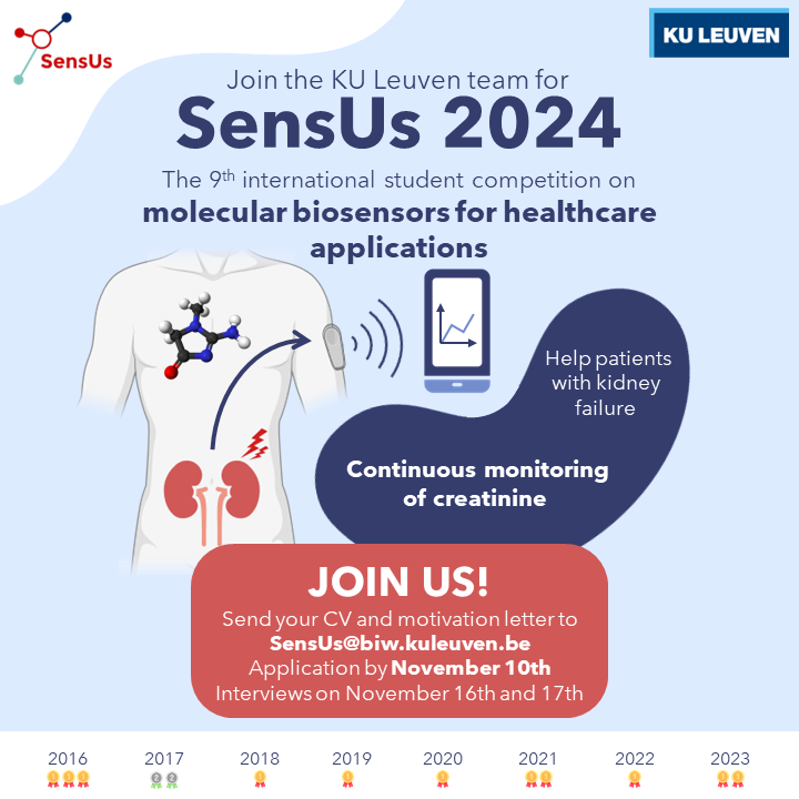 🚀Students, seize the opportunity! Enroll in team PULSe for the SensUs 2024 competition w/ as theme 'Continuous Monitoring of Creatinine.' Join us in the journey to revolutionize healthcare technology. Register now and be part of the change. #PULSEKULeuven #SensUs2024 #HealthTech