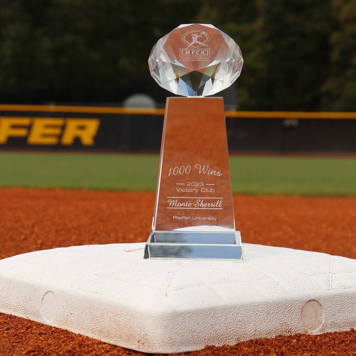PfeifferSports's tweet photo. New hardware has arrived, but the pursuit continues. 

The @nfcaorg recognizes Coach Sherrill's monumental achievement of 1000 career wins this past spring.

#blackandGOLDSTANDARDS https://t.co/45wTbLa49h