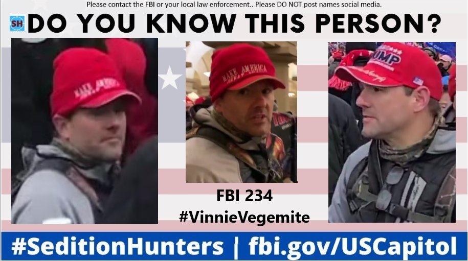 Please share across all platforms. Do you Know this person?? Please contact the FBI with photo 234 Please do not post names on social media #VinnieVegemite #DCRiots #CapitolRiots #MagaCultists