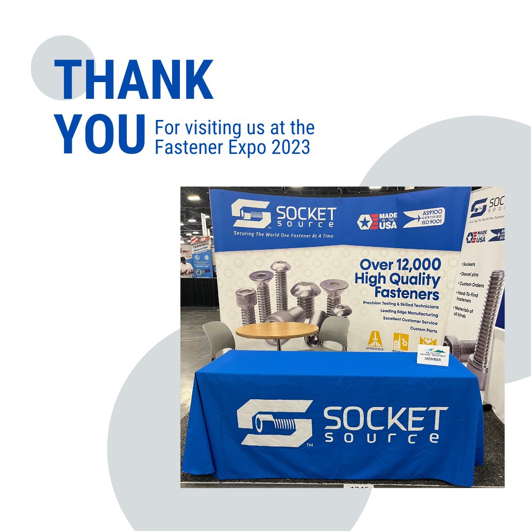 1_socket's tweet image. Thank you for joining us at the Fastener Expo this year! 

#FastenerExpo #SocketSource #Fasteners #Manufacturing