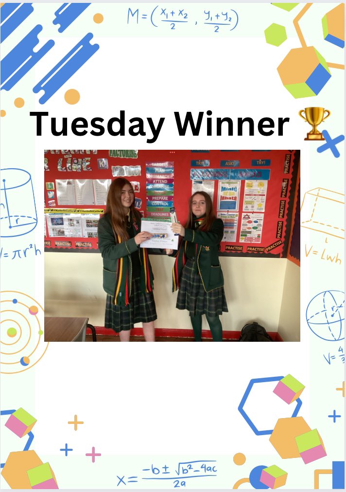 MathsStCaths's tweet photo. Congratulations to Aoise in 10S who was Tuesdayโs winner of the @mathsireland Pupil Puzzle last week! #usemaths #welovemaths #mathisfun ๐งฉ๐ฅณ๐งฎ https://t.co/s0yPV3TXgZ