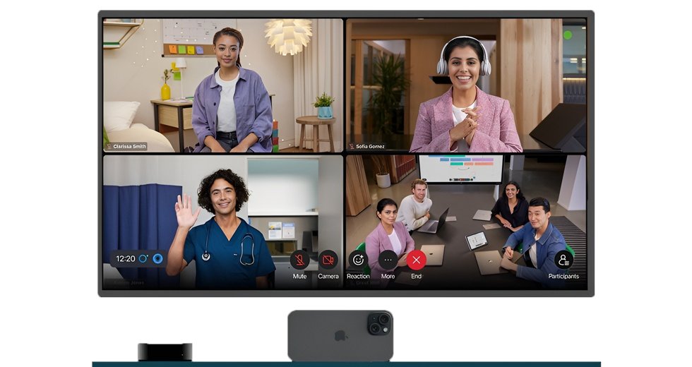 Webex's tweet photo. Elevate hybrid work with Webex on Apple TV 4K and Apple Watch.

Now you can join meetings from the big screen in your living room, or start your day by viewing a list of upcoming meetings from your watch.

Learn more about the exciting announcement here: https://t.co/InsFNlRKKP