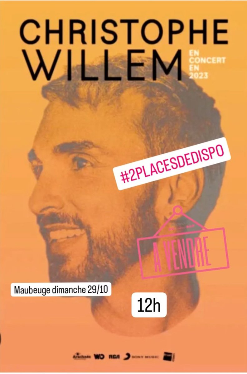 Benh21's tweet photo. 2 places à vendre pour le concert de @cwillem à  Maubeuge ce dimanche 29/10 à midi. https://t.co/j4BdE0vW4F