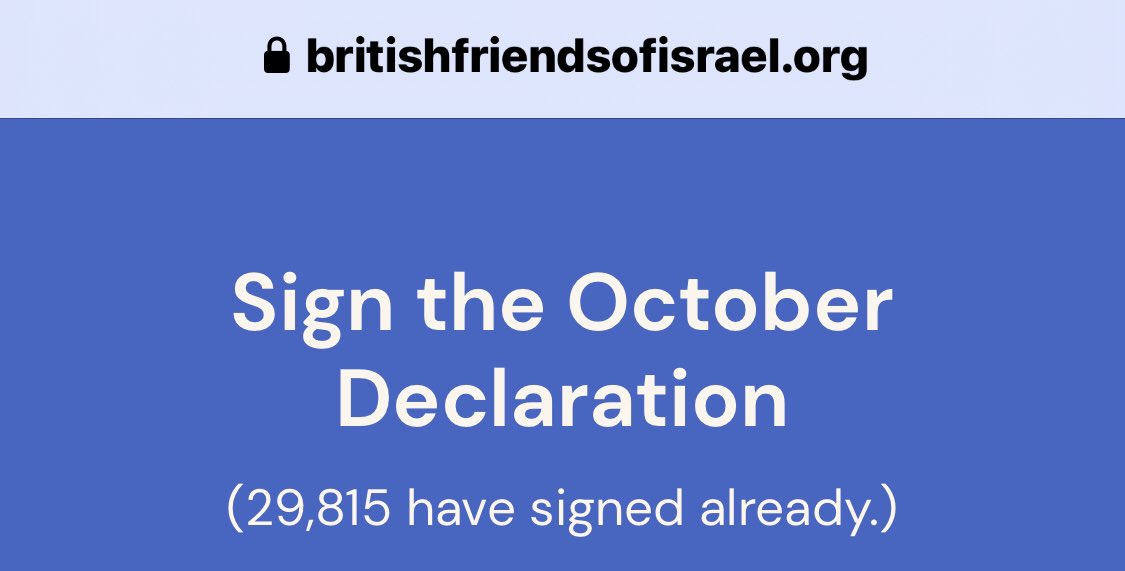 29,815 wonderful people have signed the October Declaration to date 💙🇮🇱

britishfriendsofisrael.org 

#TheOctoberDeclaration