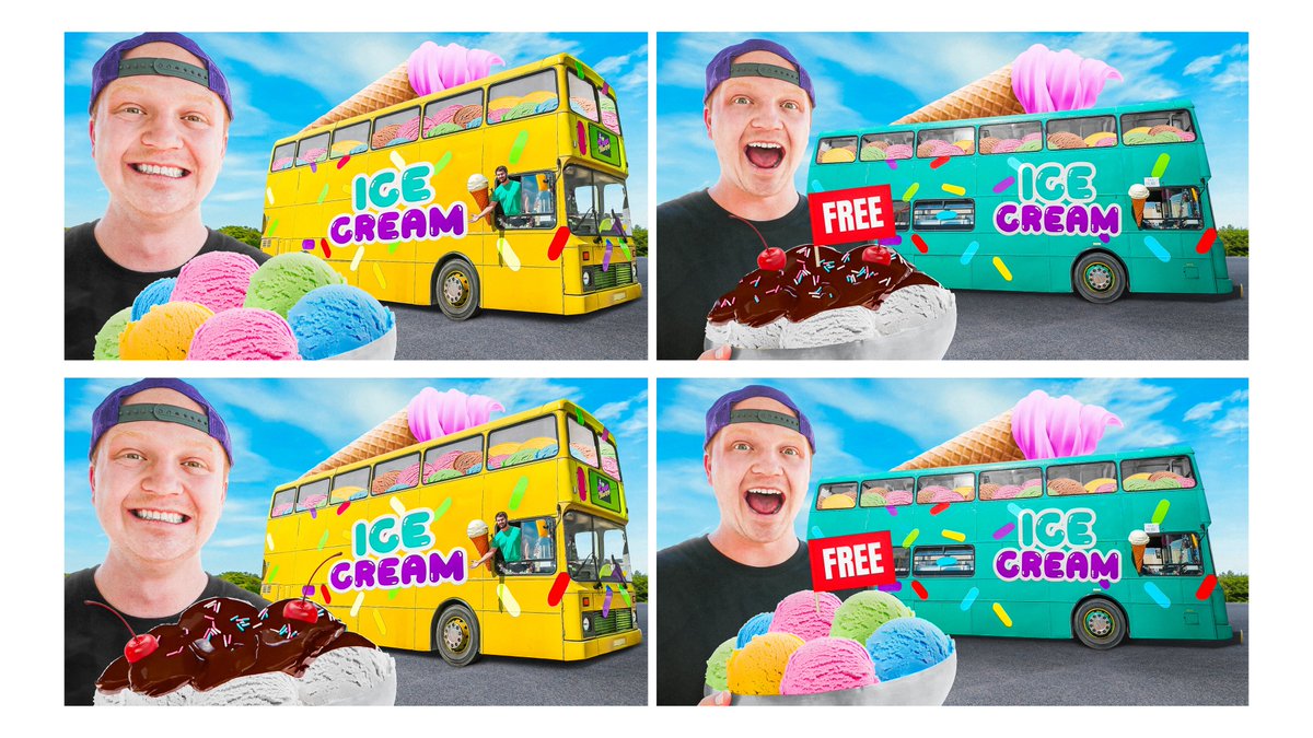 antxoch's tweet image. "I Opened Worlds Biggest Ice Cream Truck!"

some thumbnail options🍨

#youtube #thumbnail #thumbnaildesigns