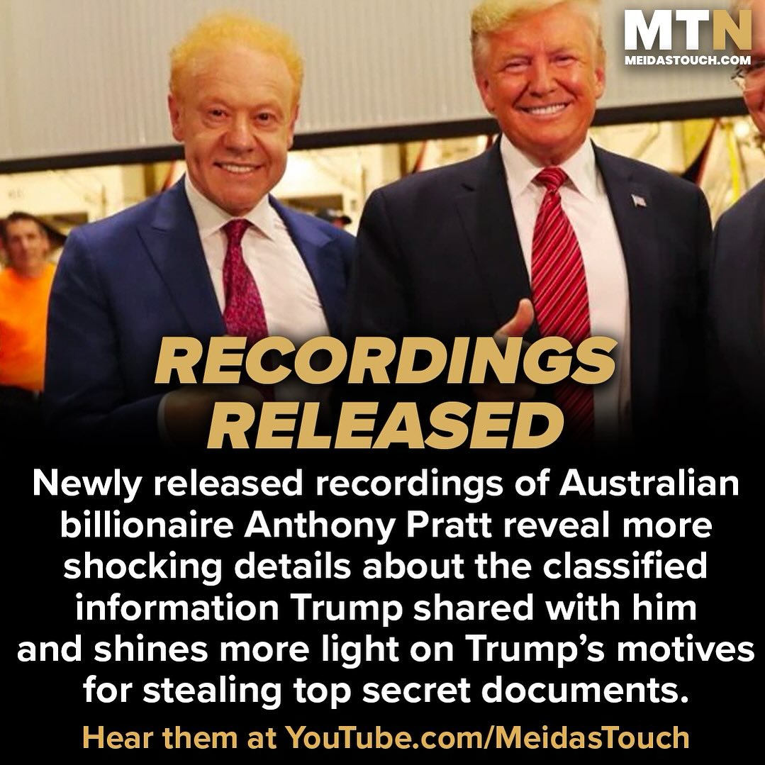 BREAKING NEWS - RECORDINGS RELEASED: Donald Trump shared secrets about our nuclear submarines with Anthony Pratt, an Australian billionaire, at Mar-a-Lago, who shared them with 45 others, including journalists, employees, Australian officials, &amp; former Australian prime ministers.