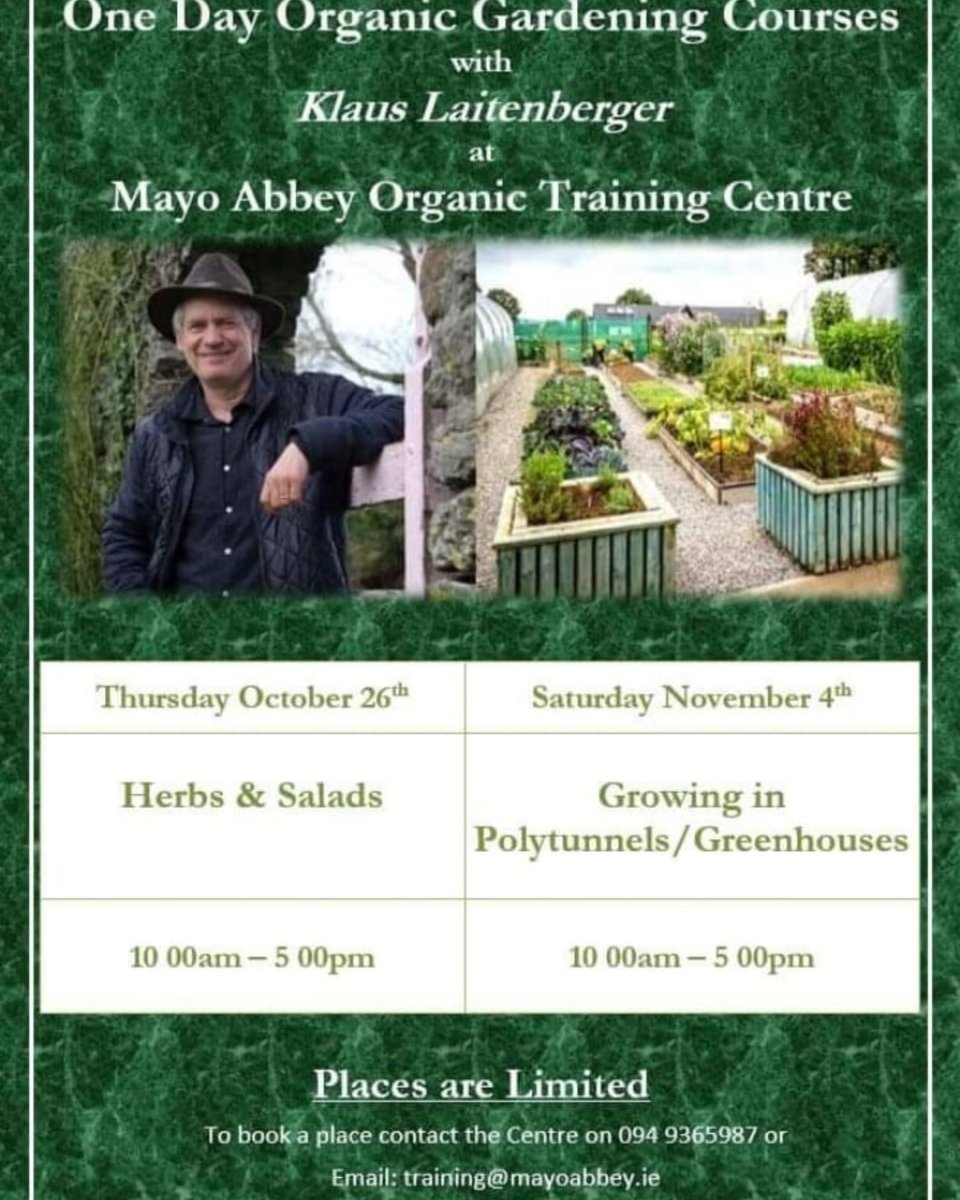I'm giving a number of gardening courses at Mayo Abbey Training Centre this autumn. The next one is this Thursday