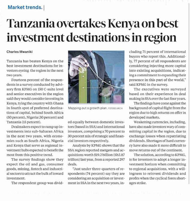 Kenyans are flocking into Tz for "affordable" commodities. 

The number of tourists choosing Tz is huge. Namanga/Loitoktok border points are a beehive. 

When stopped by cops for overspeeding, they let Kenyans go with a "request" to keep to the limits (which are clearly marked
