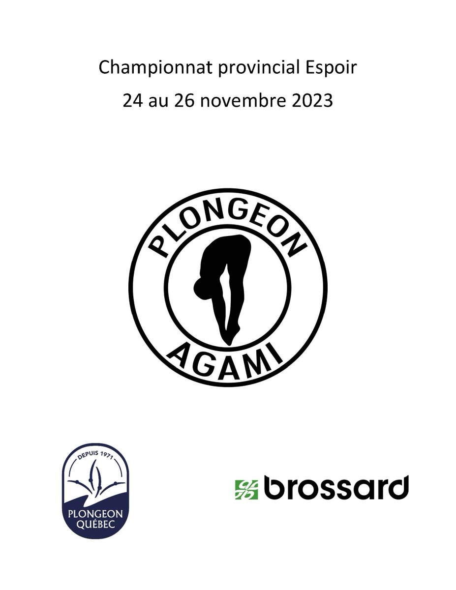 L'invitation pour le premier Championnat Espoir de la saison à Plongeon Agami est maintenant disponible !

Consultez l'invitation et les documents relatifs à cette compétition sur notre site web  :
plongeon.qc.ca/saison-20232024