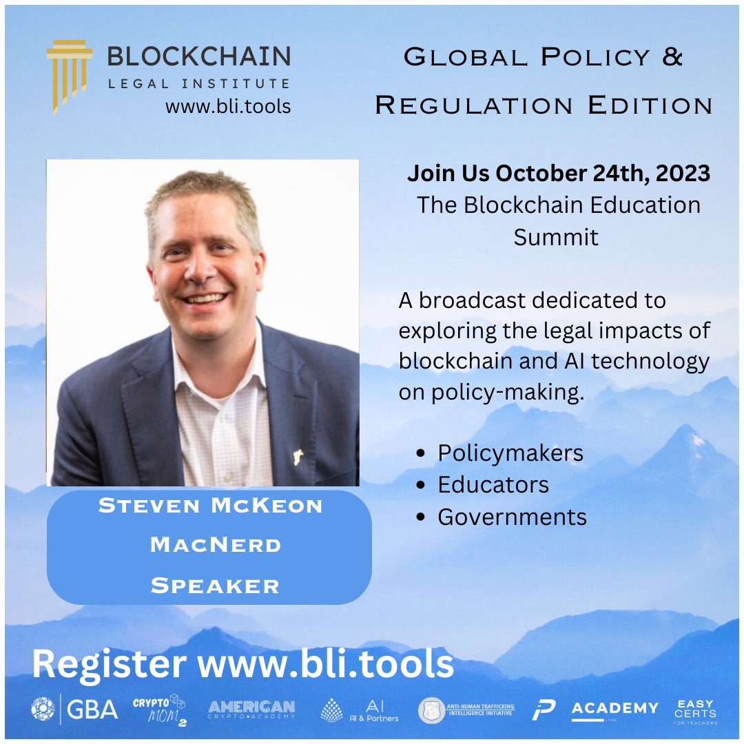 I’ll be speaking tomorrow gonna speaking about global policy and regulation for the Blockchains legal institute, check out details below. Hope to see you there.
