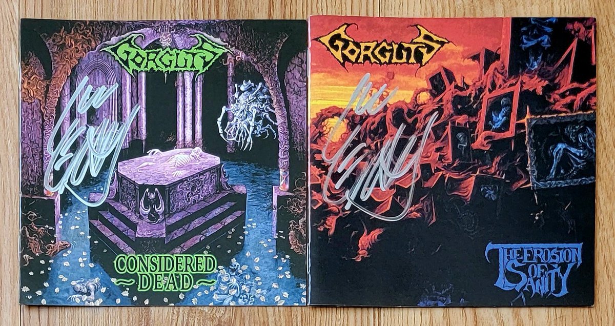 Gorguts signed CDs! 🔥🤘

Considered Dead (1991)
The Erosion of Sanity (1993)

Luc Lemay ftw.

#gorguts #considereddead #theerosionofsanity #osdm #luclemay #signedmetalcds #metalcd #metalcds #metalcdcollection #metalcdcollector #deathmetalcd #canadianmetal #canadiandeathmetal