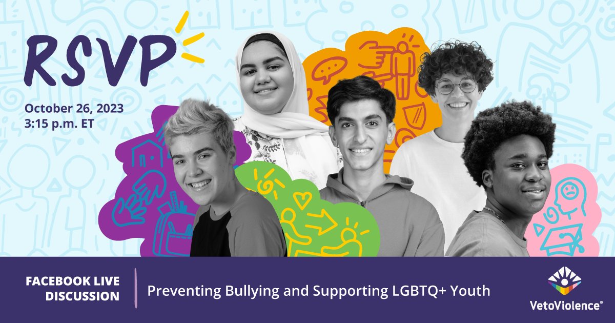 This Thursday: CDC DASH Health Scientist Nicolas Suarez will join @CDCInjury & @TrevorProject for a discussion on preventing bullying & supporting LGBTQ+ youth. 📅 October 26 🕒 3:15 p.m. ET 📍 Facebook Live Learn more: bit.ly/48rbx2J #BullyingPreventionMonth