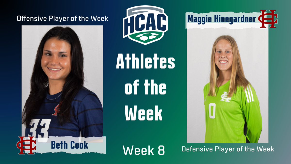 Heartland Collegiate Athletic Conference (@hcacdiii) on Twitter photo HCAC Women's Soccer | Athletes of the Week
Congrats to the Women's Soccer Athletes of the Week:
Offensive: Beth Cook, <a href="/HanoverPanthers/">Hanover Panthers</a>
Defensive: Maggie Hinegardner, <a href="/HanoverPanthers/">Hanover Panthers</a>
Full Release: tinyurl.com/3mvwusta
#TheHeartofD3 HCAC Women's Soccer | Athletes of the Week
Congrats to the Women's Soccer Athletes of the Week:
Offensive: Beth Cook, <a href="/HanoverPanthers/">Hanover Panthers</a>
Defensive: Maggie Hinegardner, <a href="/HanoverPanthers/">Hanover Panthers</a>
Full Release: tinyurl.com/3mvwusta
#TheHeartofD3