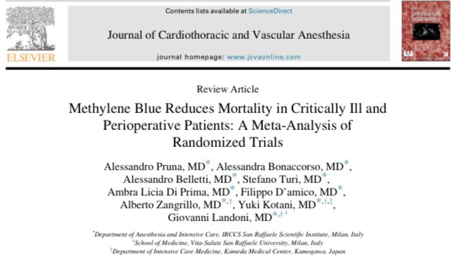 小谷 祐樹 | Yuki KOTANI (@yukikotani5) on Twitter photo 👇Free access to our methylene blue meta-analysis recently published in <a href="/JCVAonline/">Journal of Cardiothoracic and Vascular Anesthesia</a>
Additional evidence in favor of multimodal vasopressor therapy✨
🔓authors.elsevier.com/c/1hzYp3lSIPuA…
#FOAMcc 👇Free access to our methylene blue meta-analysis recently published in <a href="/JCVAonline/">Journal of Cardiothoracic and Vascular Anesthesia</a>
Additional evidence in favor of multimodal vasopressor therapy✨
🔓authors.elsevier.com/c/1hzYp3lSIPuA…
#FOAMcc