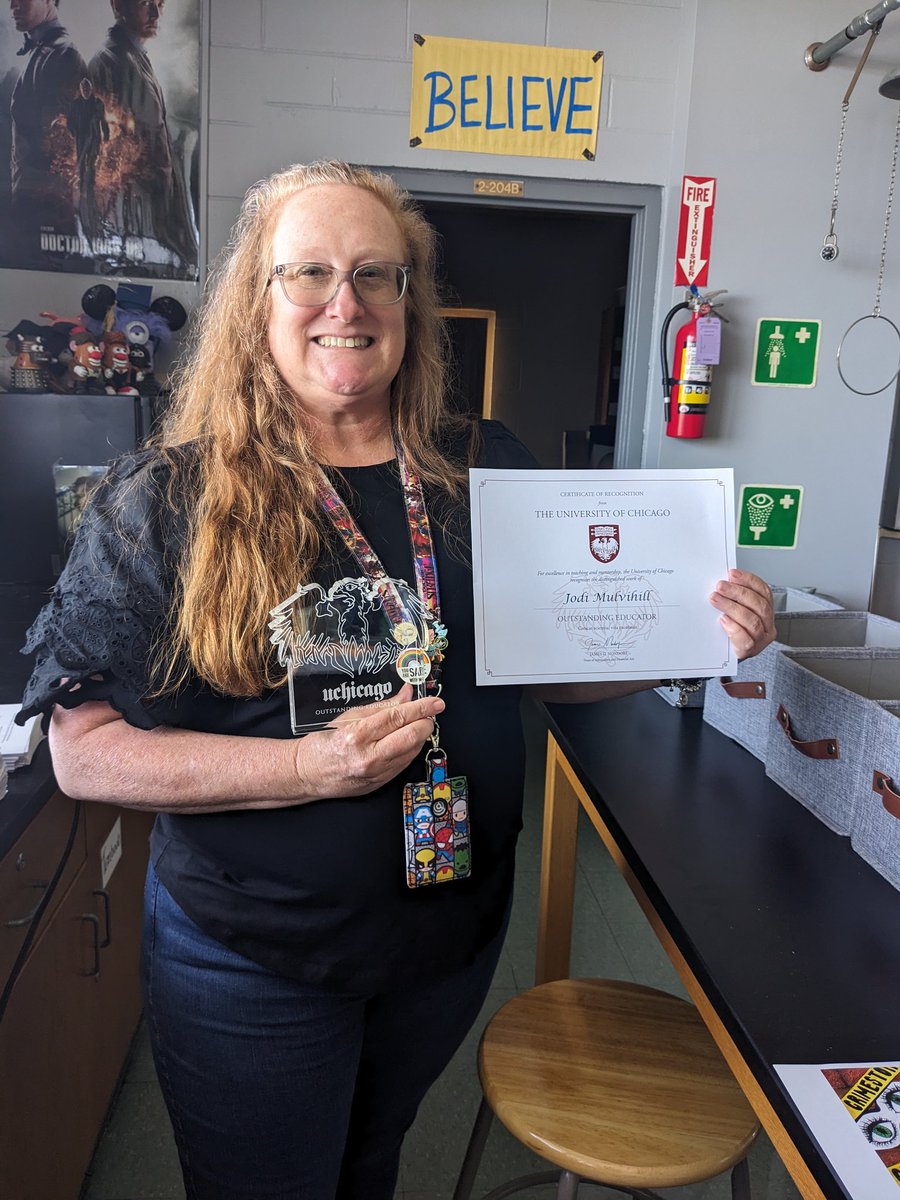 Ms. Mulvihill has been recognized as an outstanding teacher by the University of Chicago.  One of her former IB chemistry and physics students nominated her - thanks Ryder!