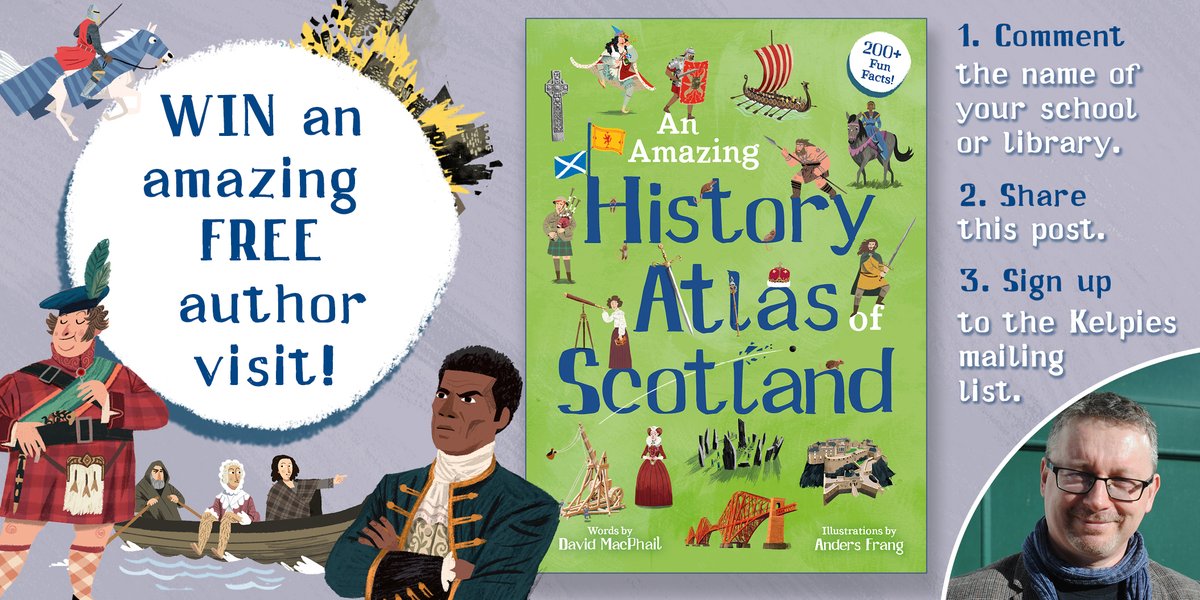 TEACHERS! LIBRARIANS! David Macphail’s World Tour of Scotland is coming this autumn! For a chance to win a FREE school or library visit, comment the name of your school/lib, share this post and sign up to our mailing list by 7 Nov! bit.ly/3FcHXkh #HistoryAtlasScotland