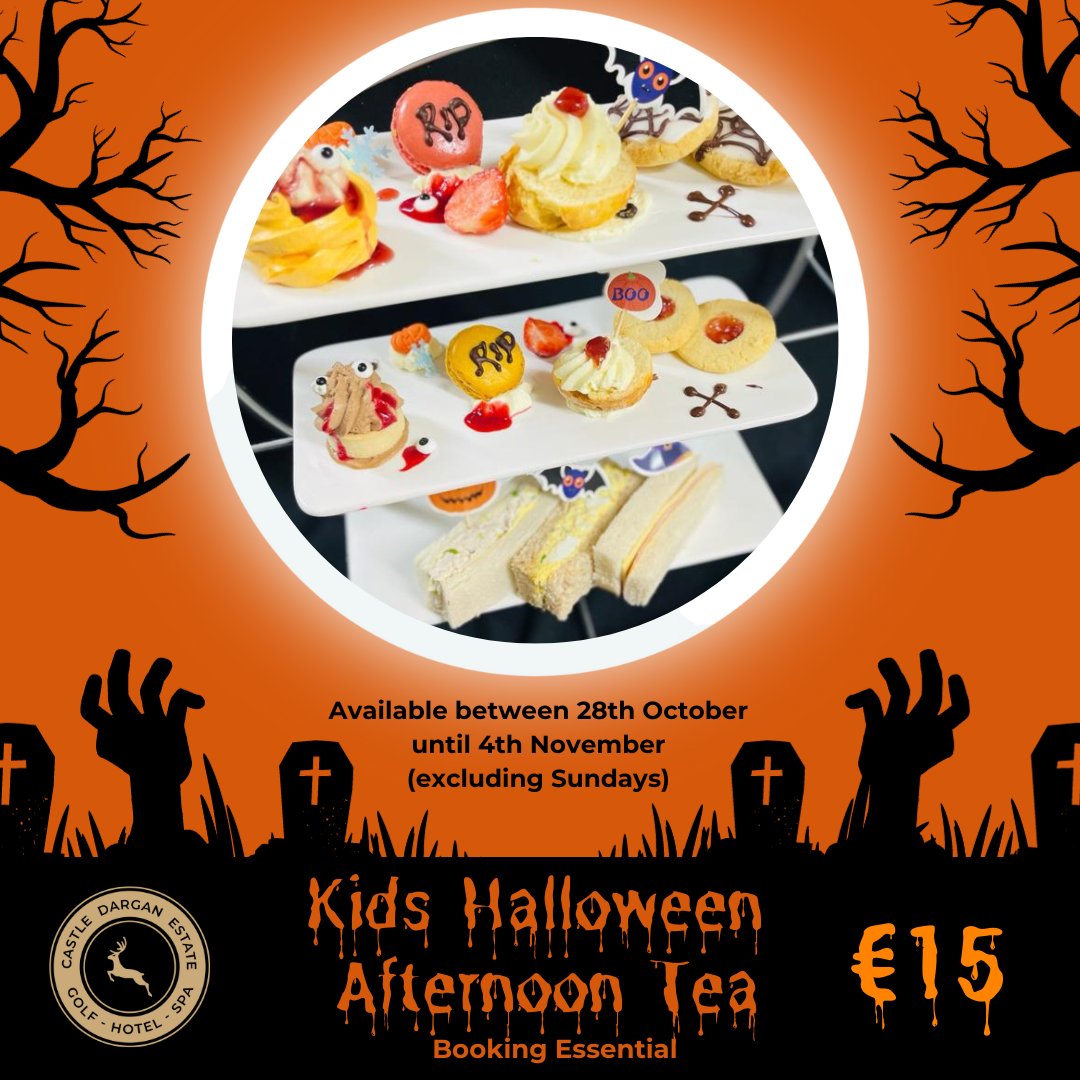 CastleDargan's tweet image. With Mid-term around the corner, treat the little ones to our spooktacular kids Halloween Afternoon Tea.

Booking Essential!
📧info@castledargan.com
📞0719118080
castledargan.com 
#MidtermBreak #Halloween #Kids #HalloweenTreats  #AfternoonTea #CastleDargan  #Sligo