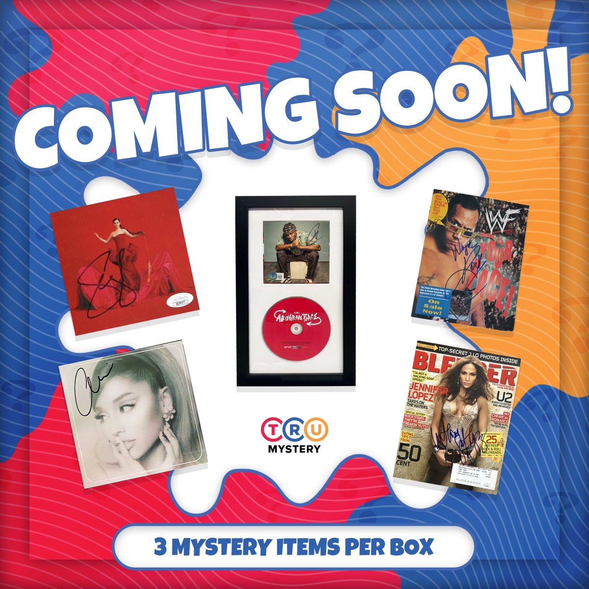 Autographed items from your favorite celebrities and athletes - Which one are you picking? 👀 3 mystery items per box - TruMystery is almost here! 🔥 #TruCreator
