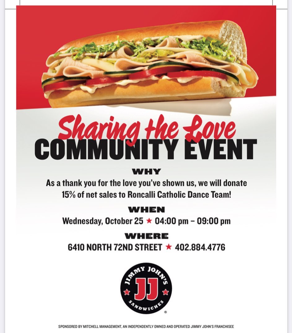 Help support the Roncalli Catholic High School Dance Team this Wednesday!! Get yourself and sandwich and support the RCHSDT. <a href="/RoncalliDance/">Roncalli Catholic DT</a>