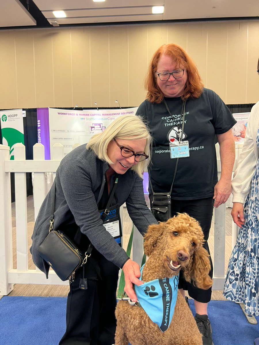 OLTCAnews's tweet image. Attendees at #TiLTC2023 indulging in quality moments with incredibly cute dogs at the @SchlegelVillage dog park. Thank you for bringing such a joyful moment to the conference.
