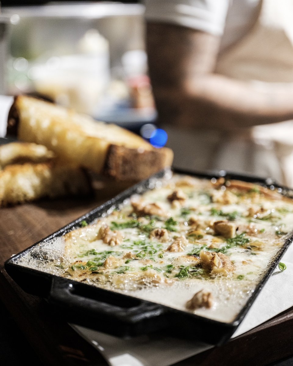Baked taleggio, honey fermented garlic &amp; thyme. Need we say more?!