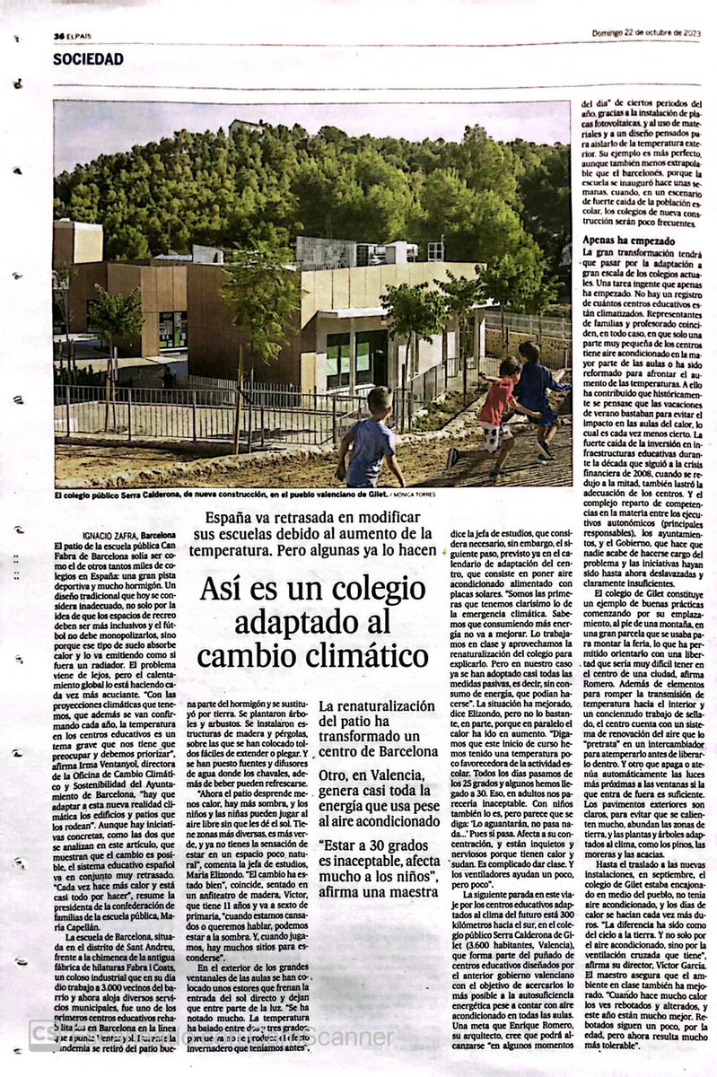 🚸 El #CEIPSerraCalderona es notícia a 📰 <a href="/el_pais/">EL PAÍS</a> per ser un exemple d’infraestructura adaptada al #CanviClimàtic ✅🌍

#giletéseducació <a href="/GVAeducacio/">GVA Educació</a> 🗂️ @aecoestudio 🏗️ <a href="/VialterraInfr/">Vialterra Infraestructuras</a> <a href="/elpais_valencia/">El País Valencia</a>