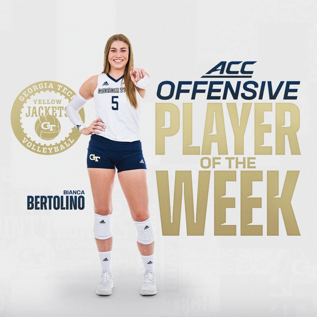 GTVolleyball's tweet photo. 🗣️Vamooooos @BiancaBertolin0 has been named #ACCVB Offensive Player of the Week! 

#StingEm x #PointTech🇦🇷 https://t.co/HqXZTDCwAA