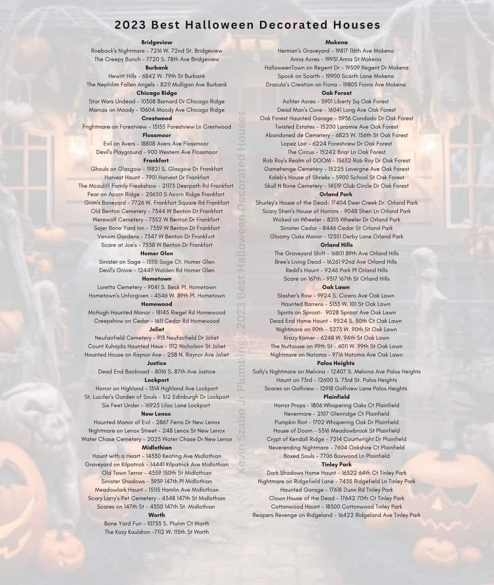 Here’s a list of haunted houses right in your neighborhood!!!

I love Halloween 🎃
#Halloween #HauntedHouses #SpookySeason #NeighborhoodFun #HalloweenFun