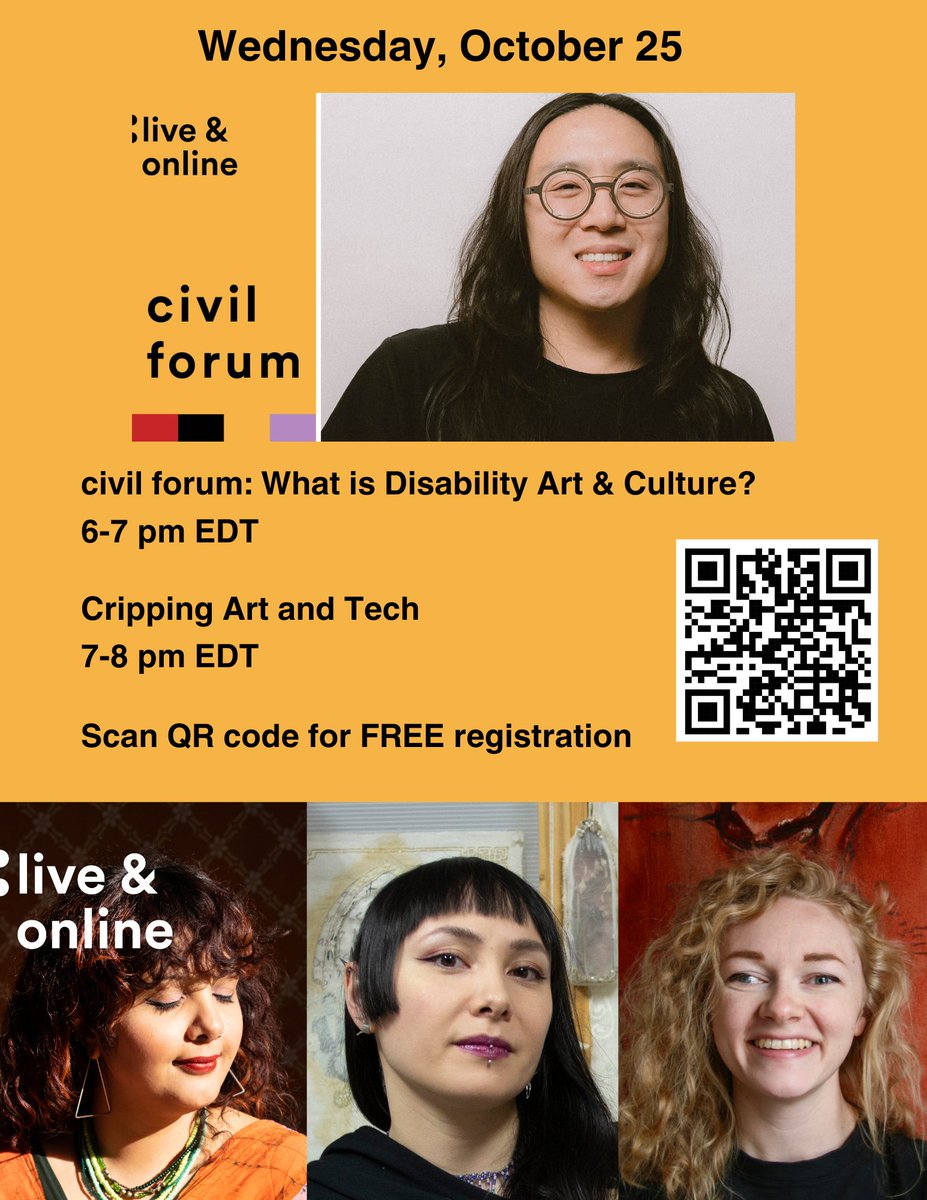 Join the @TorontoLibrary for Civil Forum: What is Disability Art and Culture? and Cripping Art and Tech, Wednesday October 25 from 7-8 PM EST. torontopubliclibrary.ca/detail.jsp?Ent…