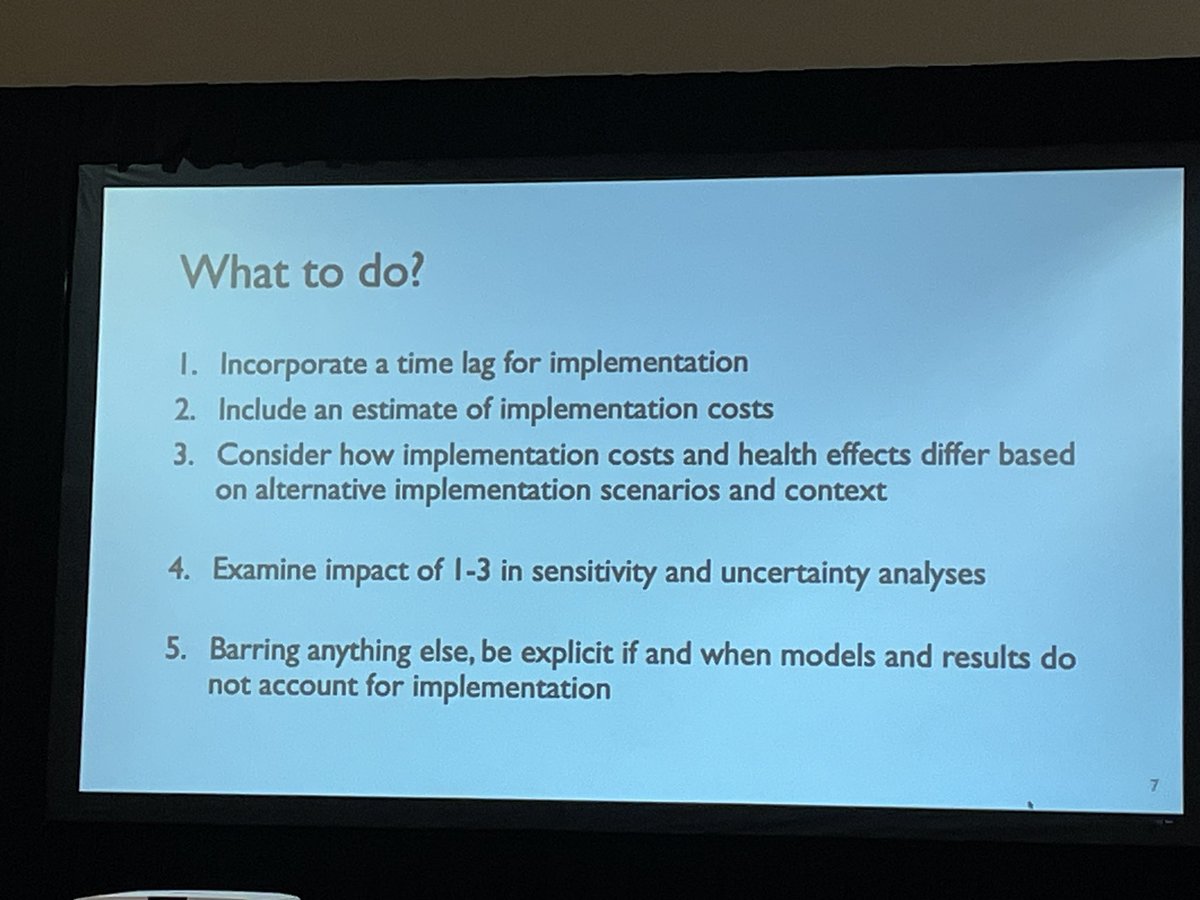 In policy implementation, important to account for time lags, implementation costs & alternative impl scenarios for better cost-effectiveness analyses @_NatRSmith #SMDM23