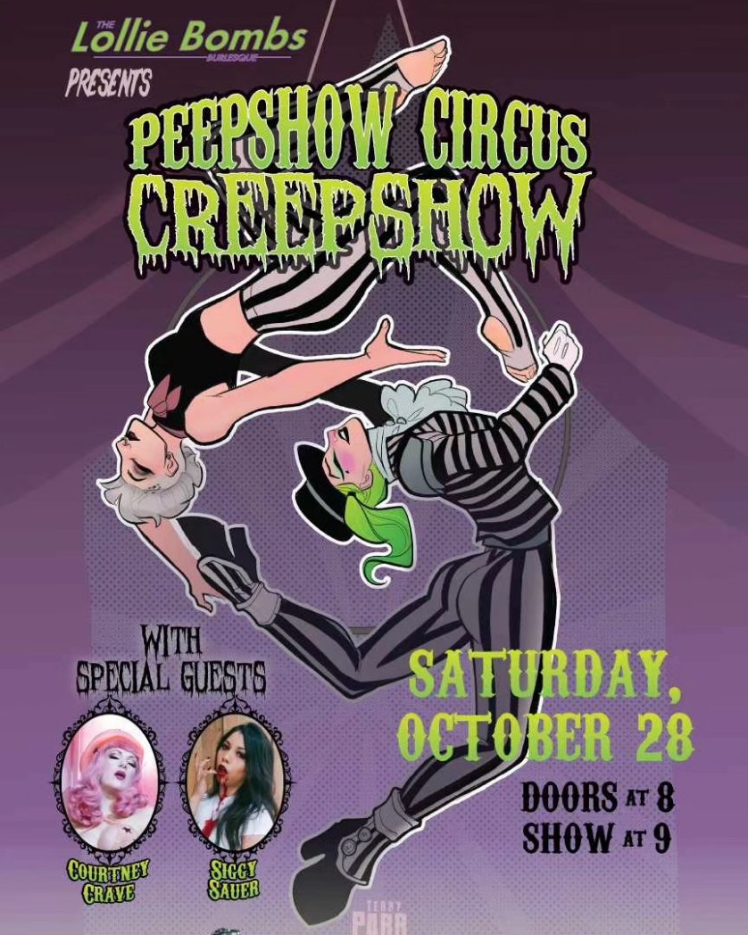 I'm back baybeeeee! 🔵🔴🟡

I'll be at the @lolliebombsburlesque Peepshow Circus Creepshow this Saturday at @silvercity_cabaret !

*Ticket link in my bio*

Photo @deadplayboy_ 

#peepshow #creepshow #circus #lolliebombs #clown #payasa #creepy #juggling #photography #honeysabina