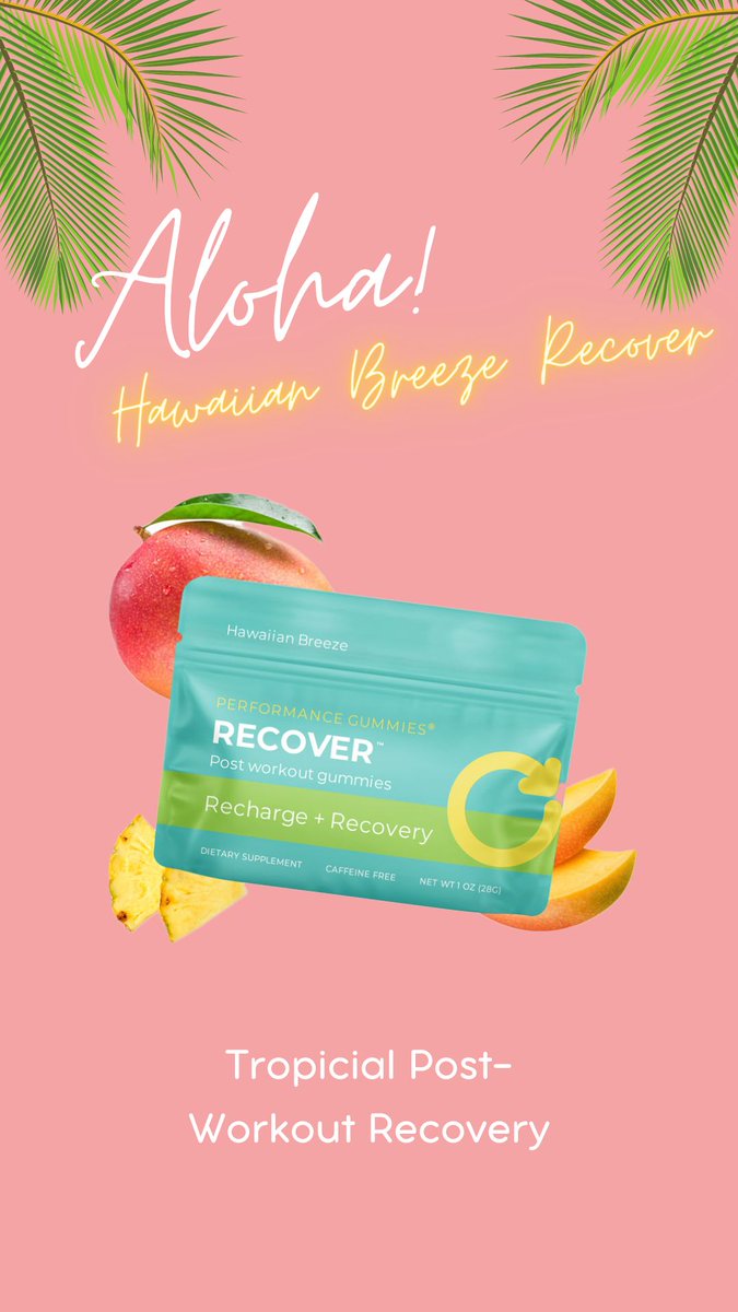 🌴🌞 Maximize Your Training with Recover Hawaiian Breeze! 🏋️‍♀️💪 Our latest creation, Recover Hawaiian Breeze! These post-workout gummies transport you to Hawaii, support muscle synthesis, boost energy storage, and soothe soreness, keeping your summer training intensity alive.