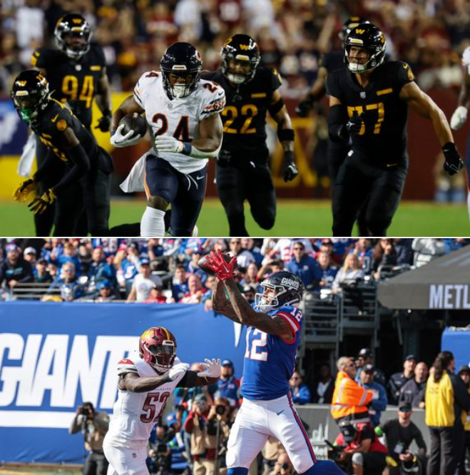 SuperSkin1's tweet photo. Had the Commanders beaten the Bears and Giants - two underdogs with a collective 1-9 record headed into their respective matchups - they'd be 5-2 and perhaps the DMV would be buzzing.  Instead, they embarrassed themselves in each.  Who is MOST to blame?   #Commanders #HTTC #HTTR https://t.co/IhMGNaUEQ0
