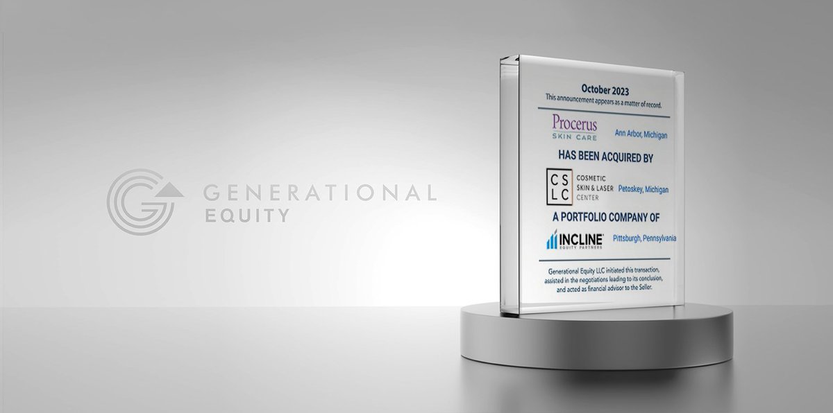 DealForce's tweet photo. DEAL CLOSED 🤝

We’re pleased to share that Procerus Skin Care, a @genequityco client, has been acquired by Cosmetic Skin &amp; Laser Center. https://t.co/iduCpnLovS

#Business #Healthcare #CosmeticSurgery #AnnArbor https://t.co/mUvQ7eUogS