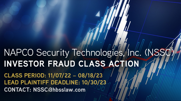 SecuritiesHB's tweet image. $NSSC 1-WEEK DEADLINE ALERT: Hagens Berman Reminds NAPCO Security Technologies (NSSC) #Investors of Oct. 30, 2023 Lead Plaintiff Deadline. #NAPCOSecurity

More » tinyurl.com/3sdfmfeb

Contact the Firm » hbsslaw.com/investor-fraud…