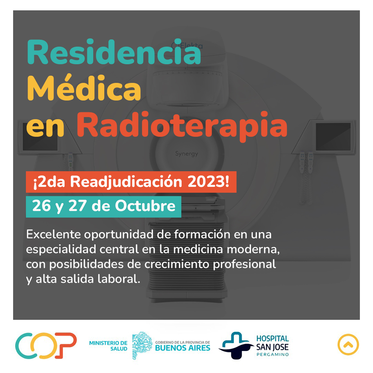 Este 26 y 27 de Octubre se realiza la segunda adjudicación a las residencias médicas para quienes rindieron el examen unificado este 2023. 

Consultas: docenciasjose@gmail.com, info@oncologiapergamino.org.ar 

Info: 
oncologiapergamino.org.ar/residenciaradi… 

#residencia #residencias2023
