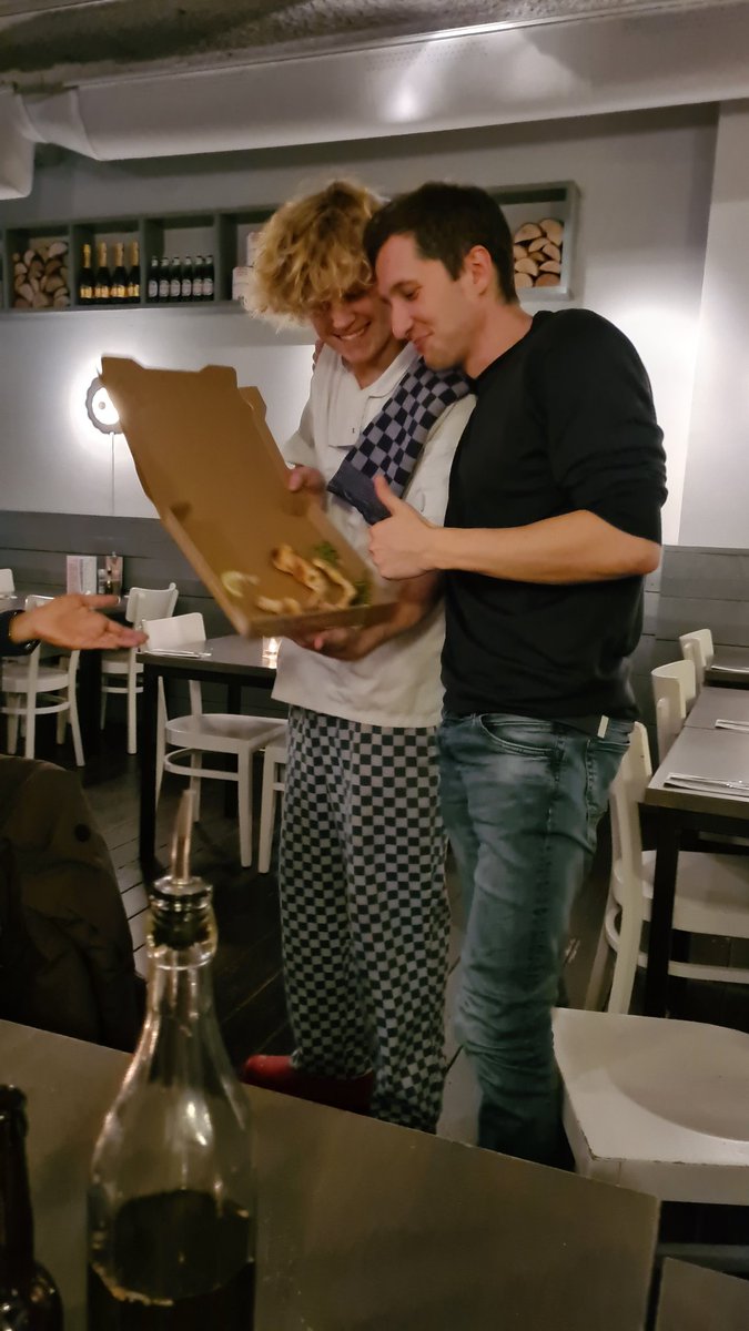 MarvinTanenbaum's tweet photo. Winner of the lab science pizza baking competition: the very talented @MadernMax. It's a ribosome on an RNA in case you were wondering 🤣 https://t.co/UqrgpmcnxY