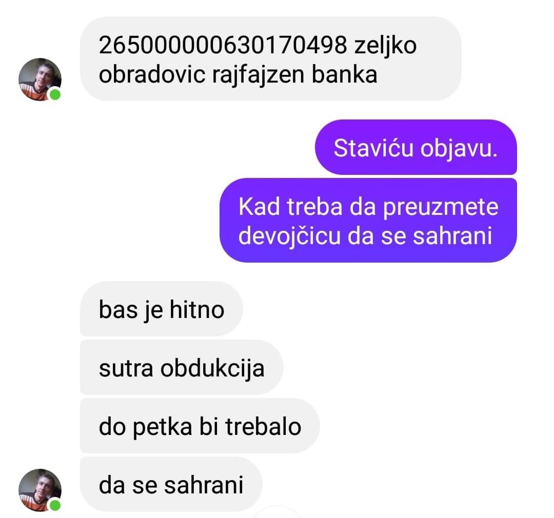 #caosvima opet ja sa apelom. sigurno ste vidjali apele da Kristina Obradovic prohoda. na zalost, preminula je. otac je sve rasprodao, ostao bez krova nad glavom da bi 9 godina lecio cerku. sada mu treba pomoc oko sahrane, ostavicu podatke na slikama. bar podelite🙏🏻
