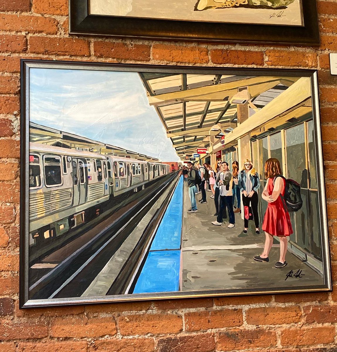 The original painting “The Belmont Stop” sold. It’s headed to Minnesota. #art #artgallery #painting #chicago #cta @cta #belmont #lakeview @lakevieweast @aldermantunney @bennettfor44