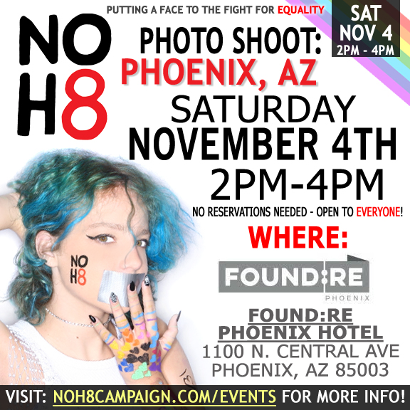 Spread the word! #NOH8 photo shoot Saturday, Nov 4th in #Phoenix, AZ: fb.me/e/4Eg9jsHMN