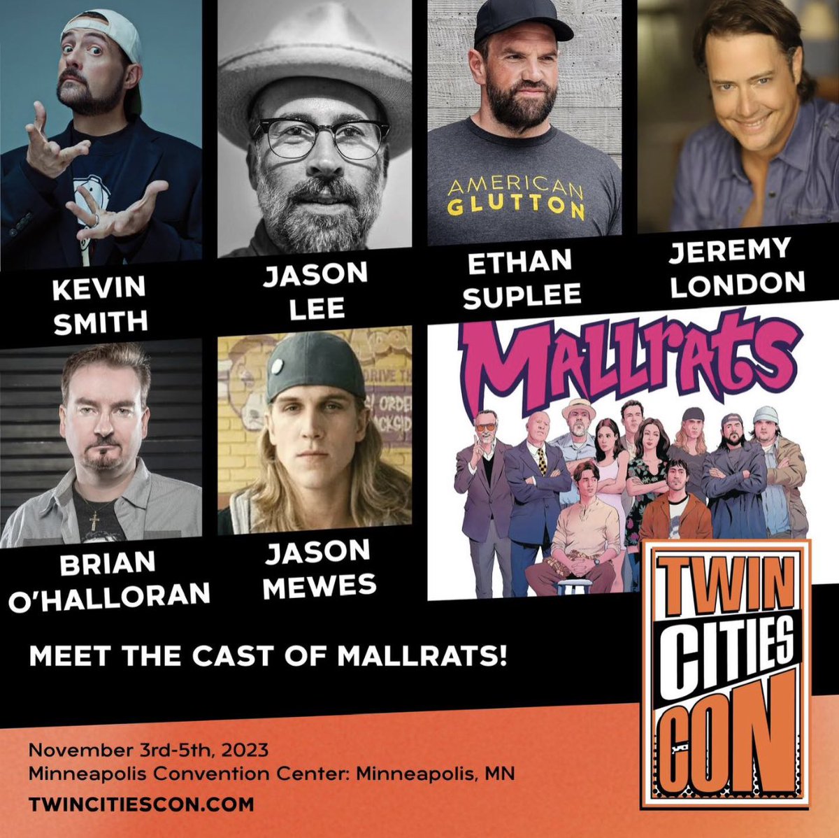 MINNESOTA! The Clerks and the Mallrats are headed to @TwinCitiesCon NOVEMBER 3rd to the 5th! We’ll be taking pics and signing stuff, and I’ll be doing a Q&A on Saturday night! Get tickets here: twincitiescon.com