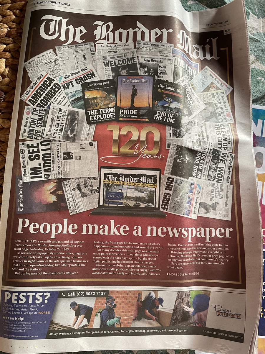 Born two years after Federation, today marks 120 years of a paper that has made its home in Albury and Wodonga and one I’ve been proud to work for since 1999.