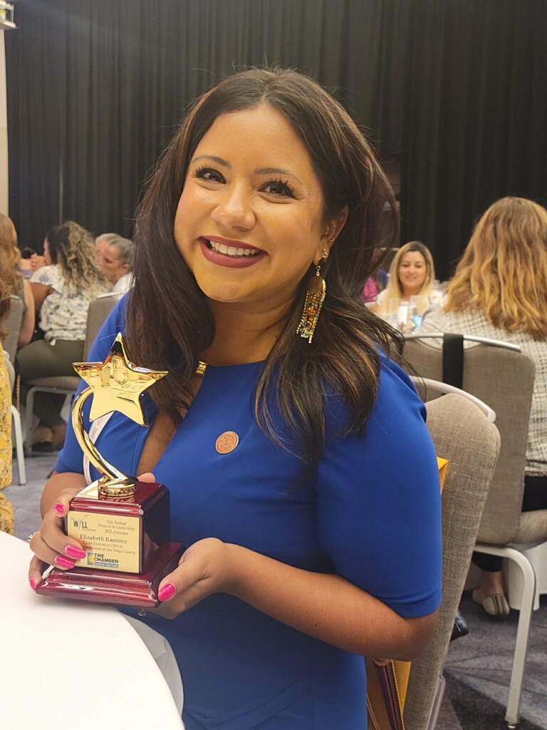 Congratulations to our CEO, Liz Ramírez, for receiving the San Diego East County Chamber of Commerce Women in Leadership Award last Friday!