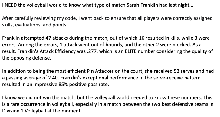 annemariehickey's tweet photo. Stats the volleyball world needs to see (taking bias out).
@BadgerVB @NCAAVolleyball @AVCAVolleyball https://t.co/uC6DazcmP2