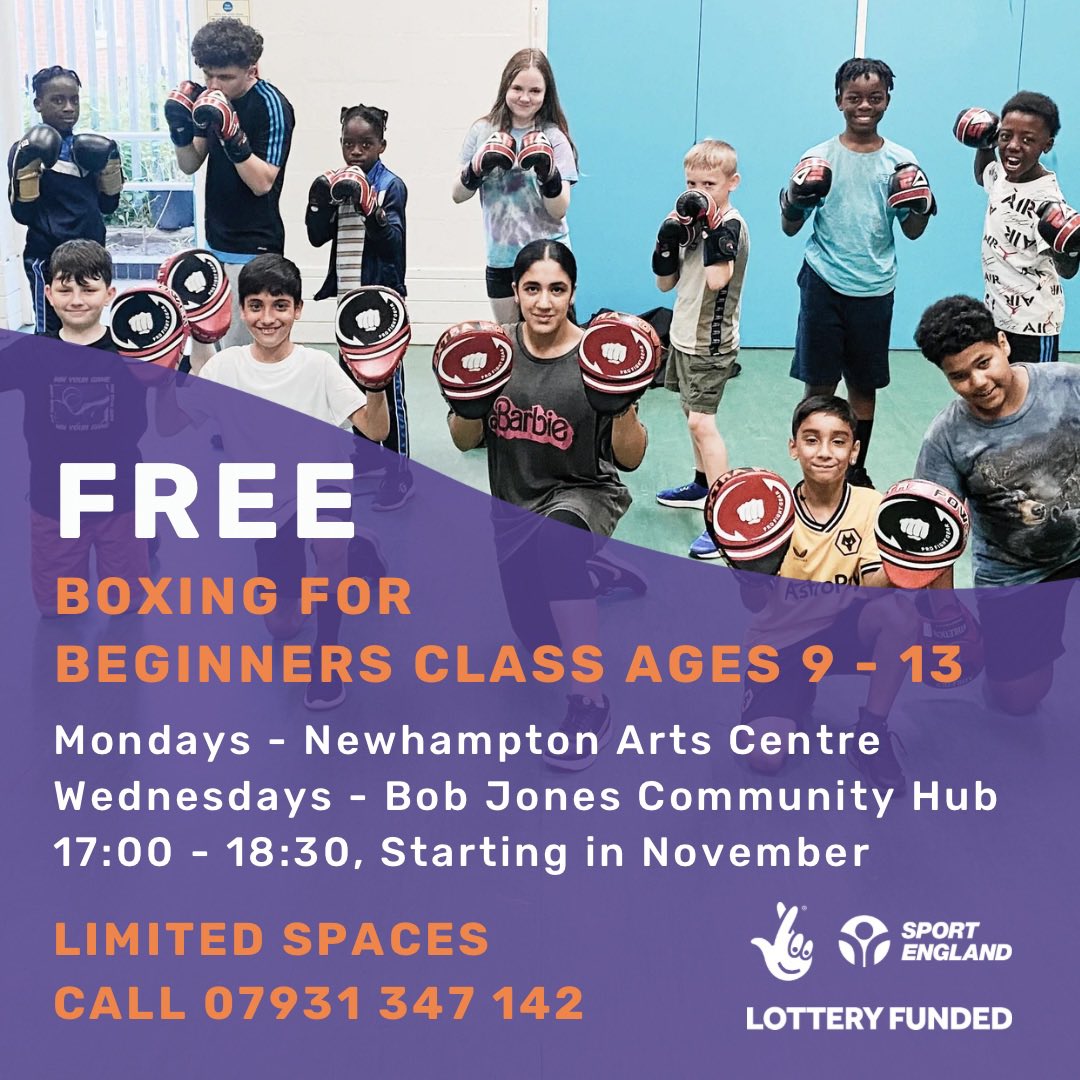 FREE 12 week ‘Best Version of Me’ well-being programme available to young people aged 9-13 in #WOLVERHAMPTON 

Boxercise + Mindfulness + Social Skills 

#ed #diverseed #wellbeing #sportsengland #nationallottery #socialenterprise #schools